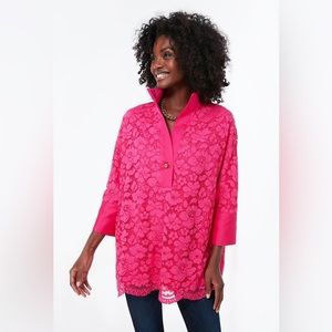 NWT Tuckernuck Hot Pink Lace Willow Blouse